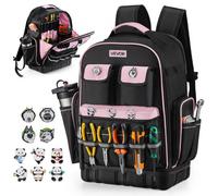 VEVOR Tool Backpack, 56 Pockets, Heavy-duty Tools Storage Organizer Work Bags with Laptop Compartment & Molded Base, Electrician Jobsite Backpack for Electrician, Repairman, and HVAC Techs