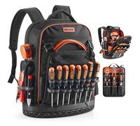 VEVOR Tool Backpack, 64 Pockets, Heavy-duty Tools Storage Organizer Work Bags Backpack with Laptop Compartment & Molded Base, Electrician Jobsite Backpack for Electrician, Repairman, and HVAC Techs