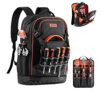 VEVOR Tool Backpack, 65 Pockets, Heavy-duty Tools Storage Organizer Work Bags with Laptop Compartment & Molded Base, Electrician Jobsite Backpack for Electrician, Repairman, and HVAC Techs