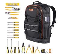 VEVOR Tool Backpack with Tools, 65 Pockets, Heavy-duty Tools Storage Organizer Bags with Laptop Compartment & Molded Base, Electrician Jobsite Backpack for Electrician, Repairman, and HVAC Techs