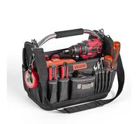 VEVOR Tool Bag, 13 Inch, 33-Pocket Open Top Tool Tote, Portable Electrical Maintenance Toolbox Organizer Storage with Hard Plastic Base, Adjustable Shoulder Strap, for Professionals DIY & Jobsite Use