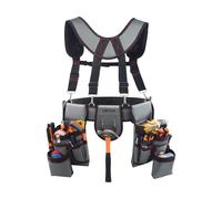 VEVOR Tool Belt, 22 Pockets Tool Pouch with Suspenders for Men, Heavy Duty Adjustable Utility Belt Bag Suspenders for Electrician, Carpenter, Construction, Work Apron Organizer Waist Adjust 32 to 68in