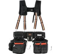 VEVOR Tool Belt with Suspenders 1680D Polyester, 29 Pockets, 29-54 inches Adjustable Waist Size, Tool Belts for Men, Heavy Duty Carpenter Tool Pouch for Carpenters, Electricians, and Gardening, Black
