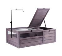 VEVOR Tortoise Habitat, Wooden Tortoise House Indoor & Outdoor, Tortoise Enclosure with Adjustable Lamp Holder, 2-Room Reptile Enclosure Small Animal