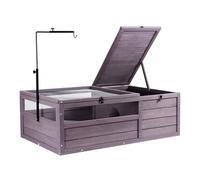 VEVOR Tortoise Habitat, Wooden Tortoise House Indoor & Outdoor, Tortoise Enclosure with Adjustable Lamp Holder, 2-Room Reptile Enclosure Small Animal Cage for Gecko, Lizard, Snake 38x24x13 inch