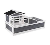 VEVOR Tortoise Habitat, Wooden Tortoise House Indoor & Outdoor, Tortoise Enclosure with Adjustable Lamp Holder, 2-Room Reptile Enclosure Small Animal Cage for Gecko, Lizard, Snake 38x24x13 inch
