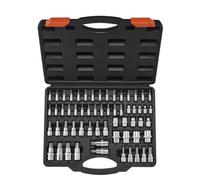VEVOR Torx Bit Socket and External Torx Socket Set, 60-Piece T6-T70, TT6-TT70, TP8-TP60, E4-E24, S2 Alloy Steel and Cr-V Steel, 1/4 in, 3/8 in, and 1/2 in Drives, with Enhanced Storage Case, Hand Use