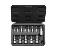 VEVOR Torx Bit Socket Set, 13-Piece Star T8 - T60 Set, S2 Alloy Steel and Cr-V Steel, 1/4 in, 3/8 in, and 1/2 in Drives, with Enhanced Storage Case, Torx Sockets for Hand Use, Mechanics, Auto Repair