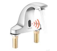 VEVOR Touchless Bathroom Sink Faucet, Automatic Motion Sensor Restroom Toilet Faucet Cold Water with Hole Cover Plate, Battery Operated for 9.5 mm Pipe Commercial Lavatory,Chrome Plated Silver