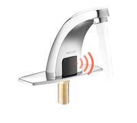 VEVOR Touchless Bathroom Sink Faucet, Automatic Motion Sensor Restroom Toilet Faucet Cold Water with Hole Cover Plate, Battery Operated for 9.5 mm Pipe Commercial Lavatory,Chrome Plated Silver,G233