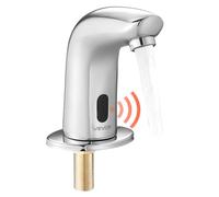 VEVOR Touchless Bathroom Sink Faucet, Automatic Motion Sensor Restroom Toilet Faucet Cold Water with Hole Cover Plate, Battery Operated for 9.5 mm Pipe Commercial Lavatory,Chrome Plated Silver G112M
