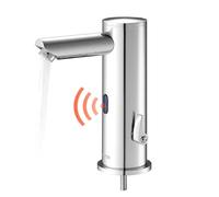 VEVOR Touchless Bathroom Sink Faucet, Automatic Motion Sensor Restroom Toilet Faucet, Hands Free Adjustable Cold Hot Single Handle Water Mixer Battery Operated for 9.5 mm Pipe,Brushed Nickel Silver