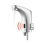 VEVOR Touchless Bathroom Sink Faucet, Automatic Motion Sensor Restroom Toilet Faucet, Hands-Free Adjustable Cold Hot Single Handle Water Mixer Battery Operated for 9.5 mm Pipe,Chrome Plated Silver