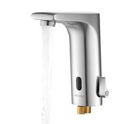 VEVOR Touchless Bathroom Sink Faucet, Automatic Motion Sensor Restroom Toilet Faucet, HandsFree Adjustable Cold Hot Single Handle Water Mixer Battery Operated for 9.5 mm Pipe,Brushed Nickel Silver