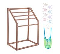 VEVOR Pool Towel Rack, 5 Bar, Brown, Freestanding Outdoor PVC Trapedozal Poolside Storage Organizer, Include 8 Towel Clips, Mesh Bag, Hook, Also Store