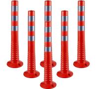 VEVOR Traffic Delineator, 6 PCS Posts Channelizer Cone, Delineator Post Kit 30” in Height, PU Traffic Post, Orange Safety Cones, Portable Spring Posts with Base, Barrier Cones with Reflective Bands