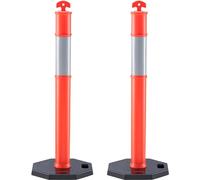 VEVOR Traffic Delineator Post Cones, 2 Pack, Traffic Safety Delineator Barrier with 16.93 x 16.93 in Rubber Base, for Traffic Control Warning Outdoor Indoor Use Parking Lot Construction Caution Roads