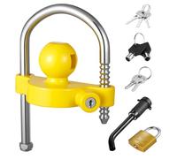 VEVOR Trailer Lock Set, Fits 1-7/8", 2", 2-5/16" Couplers, Tow Ball Lock Hitch with Keys, Height Adjustable Design for RV, Boat, Trailer, Yellow