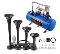 VEVOR Train Horns Kit, 4 Trumpet Air Horn Kit, 150dB Train Horns for Pickup Trucks, 12V 120 psi Air Compressor 1.6 Gal/6 L Tank with Gauge for Any 12V Vehicle Car Truck Train Van Boat