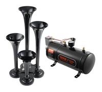 VEVOR Train Horns Kit, 4 Trumpet Air Horn Kit, 150dB Train Horns for Pickup Trucks, 12V 120 psi Air Compressor 0.8 Gal/3 L Tank with Gauge for Any 12V Vehicle Car Truck Train Van BoatQQ