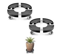 VEVOR Trash Can Dolly with 4 Lockable Wheels, 440lbs Weight Capacity, 2 Packs Round Trash Can Roller Base, 15-22.8 in Adjustable, Heavy Duty Plant Caddy, Multi-Functional Rolling Dolly Cart, Black