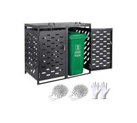 VEVOR Trash Can Storage, 2 x 52.79 Gal Trash Bin Storage Shed Outdoor, Horizontal Waterproof Storage Cabinet with Chain Lid, Lockable Garbage Can Storage Shed, for Trash Can, Garden, Backyard & Patio
