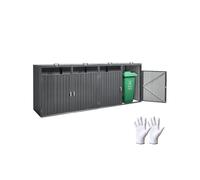 VEVOR Trash Can Storage, 4 x 52.79 Gal Trash Bin Storage Shed Outdoor, Galvanized Steel Horizontal Storage Cabinet Waterproof, Lockable Garbage Can Storage Shed, for Garden, Backyard and Patio Use