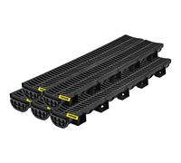 VEVOR Trench Drain System, Channel Drain with Plastic Grate, 14.5 x 8cm HDPE Drainage Trench, Black Plastic Garage Floor Drain, 5x39 Trench Drain Grate, with 5 End Caps, for Garden, Driveway-5 Pack