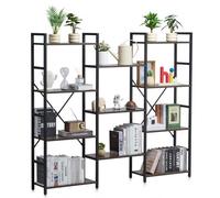 VEVOR Triple Metal Bookshelf, 11-Tier Industrial Bookshelf, Large Rustic Vintage Storage Bookcase with Open Shelves, Freestanding Display Shelving Unit Storage Rack, for Living room, Bedroom & Office