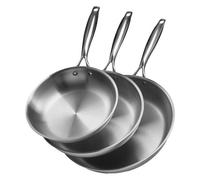 VEVOR Triply Stainless Steel Frying Pan 3Pcs 240 280 320mm for Dishwasher Silver