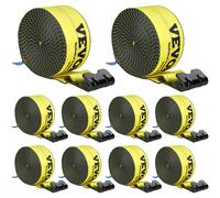 VEVOR Truck Straps Winch Straps 4"x30' with Flat Hook for Towing 10 Pack Yellow
