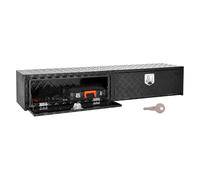 VEVOR Truck Tool Box, 72 x 13 x 16 Inch, Black Aluminum Tread Topsider Toolbox with Dual Drop Doors, Heavy Duty Lockable Storage and Organization Box with Latch, Corrosion-Resistant, for Truck Bed
