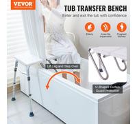 VEVOR Tub Transfer Bench, Adjustable Bathtub Transfer Bench with U-Shaped Curtain Guard Protection & Reversible Backrest, Non-Slip Shower Seat Bath Be