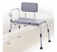 VEVOR Tub Transfer Bench for Bathtub 500lbs, Shower Seats for Adults, Lightweight Shower Bench for Elderly and Disabled with Padded Seat, Non-Slip Bath Seats with Armrest and Reversible Backrest