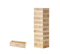 VEVOR Tumbling Timber Toy, 54 Blocks Tumble Tower Blocks Game, Pine Wood Tumbling Tower Game with Storage Crate, Multiple Ways to Play Wooden Stacking Game, Tumble Tower Family Game for Indoor/Outdoor