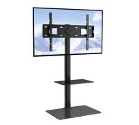 VEVOR Swivel Tall TV Stand Mount for 32 to 65 Inch TVs, Height Adjustable Portable Floor Stand With Tempered Glass Base for Bedroom, Living Room