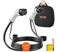 VEVOR Type 2 to Type 2 EV Charging Cable, 32Amp, 22kW 5 Meters Three Phase Electric Vehicle Car Charging Cable, IP66 Waterproof w Carry Bag, for IEC62196 EV & Plug-in Hybrid Electric Vehicle, CE&TUV