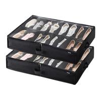 VEVOR Under Bed Shoe Storage Organizer Set of 2 Total 32 Compartments Underbed Shoes Closet Storage Solution with Clear Window Breathable Foldabl