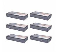 VEVOR Under Bed Storage with Clear Lids, 39.2 x 19.7 x 7.1 Inch, 90L Large Underbed Clothes Storage Containers, Low Profile Under Bed Drawer Shoe Organizer Bins Box for Blanket Shoe Bedroom, 6 Pack