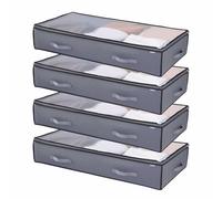 VEVOR Under Bed Storage with Clear Lids, 39.2 x 19.7 x 7.1 Inch, 90L Large Underbed Clothes Storage Containers, Low Profile Under Bed Drawer Shoe Organizer Bins Box for Blanket Shoe Bedroom, 4 Pack