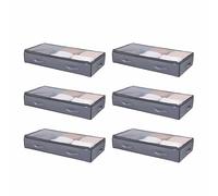 VEVOR Under Bed Storage with Clear Lids, 39.2 x 19.7 x 7.1 Inch, 90L Large Underbed Clothes Storage Containers, Low Profile Under Bed Drawer Shoe Organizer Bins Box for Blanket Shoe Bedroom, 6 Pack