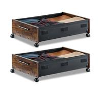 VEVOR Under Bed Storage with Wheels, 25.6 x 18.1 x 7.1 inch Underbed Containers, Underbed Shoes Organizer with Lockable Wheels, Rolling Under the Bed Storage Bins for Clothes, Shoes, Blankets, 2 Pack