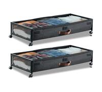 VEVOR Under Bed Storage with Wheels, 36.0 x 18.1 x 7.3 inch, Underbed Containers with Clear Lid, Underbed Shoe Organizer, Rolling Under the Bed Storage Bins for Clothes Shoes Blankets Bedroom, 2 Pack