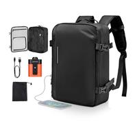 VEVOR Unisex's Zaino Da Viaggio Sottovuoto 35L, Travel Backpack with Vacuum Closure and Air Pump, Multiple Pockets and Compartments, Water Resistant Hand Luggage, Personal Goods Bag, Black