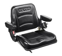 VEVOR Universal Forklift Seat, Fold Down Seat with Adjustable Angle Back, Micro Switch, Seatbelt and Armrests, 6.3-13.4 inch Slot Seat for Loader, Excavator