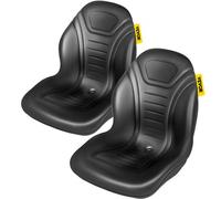 VEVOR Universal Tractor Seat Replacement, Compact High Back Mower Seat Pair, Black Vinyl Forklift Seat, Central Drain Hole Skid Steer Seat with Mounti