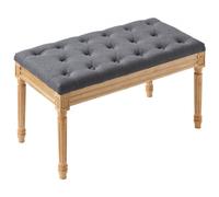 VEVOR Upholstered Bench, 16"W Ottoman Bench, End of Bed Bench with Foam Padded Cushion and Rubberwood Legs, Tufted Footrest Stool Entryway Bench for D