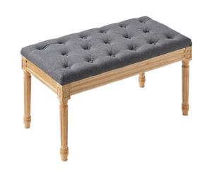 VEVOR Upholstered Ottoman, 16" W End of Bed Bench with Foam Padded Cushion and Rubberwood Legs, Tufted Footrest Stool for Dining Room, Living Room, Bedroom, Hallway, Gray