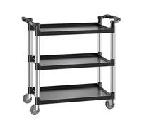 VEVOR Utility Cart, 150 kg Load Capacity, 3-tier Utility Plastic Cart with 360° Swivel Wheels (2 with Brakes), 79 x 49 cm Food Service Cart for Warehouse, Office, Home, Restaurant, Kitchen