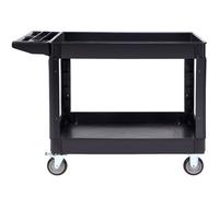 Vevor Utility Service Cart, 2 Shelf 550Lbs Heavy Duty Plastic Rolling Utility Cart With 2 Swivel Wheels & 2 Fixed Wheels